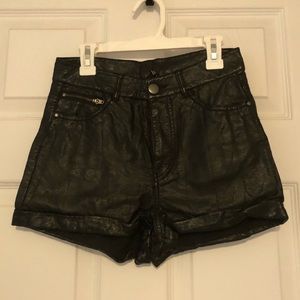 Divided by H&M faux leather black high rise shorts, size 2